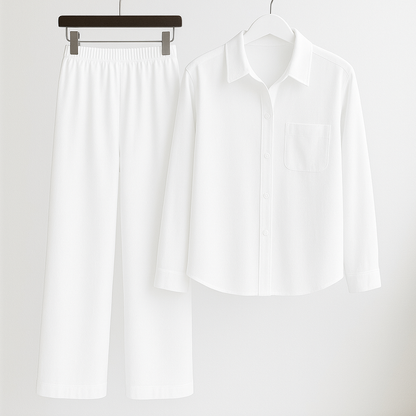 Conjunto Camisa y Pantalón Mujer Pierna Ancha – [SÓLO POR HOY] [2x1: ¡2 Piezas por el Precio de 1! Camisa + Pantalón]