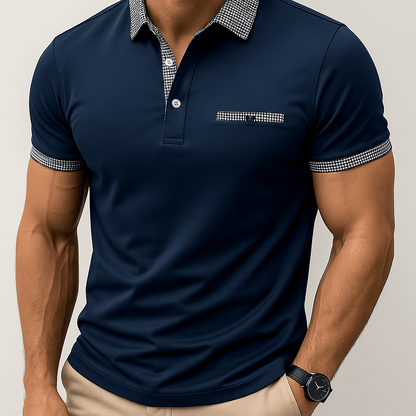 Camisa Polo Hombre Manga Corta con Detalles a Cuadros - Montserrat
