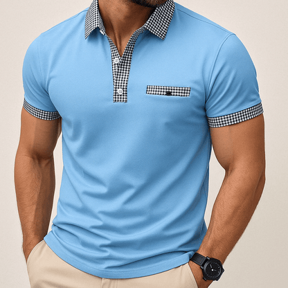 Camisa Polo Hombre Manga Corta con Detalles a Cuadros - Montserrat