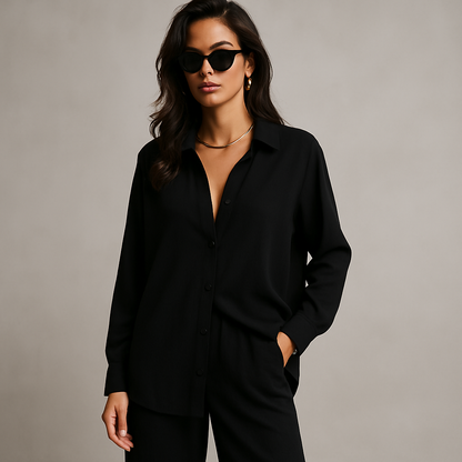 Conjunto Camisa y Pantalón Mujer Pierna Ancha – [SÓLO POR HOY] [2x1: ¡2 Piezas por el Precio de 1! Camisa + Pantalón]