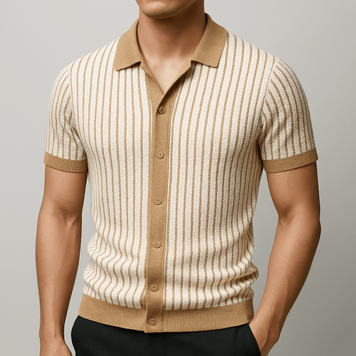 Playera Polo Hombre Casual Manga Corta Listrada con Detalles Ocos - Montserrat