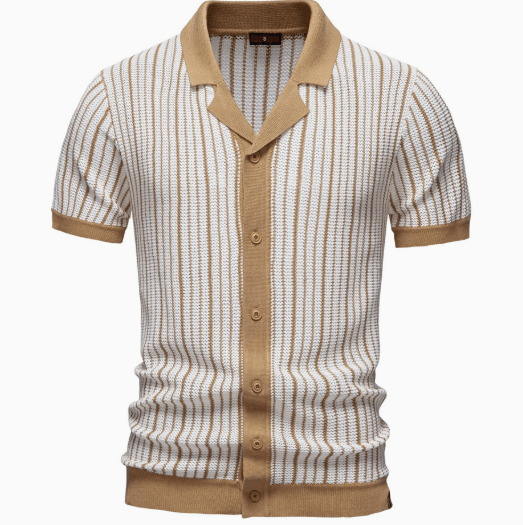 Playera Polo Hombre Casual Manga Corta Listrada con Detalles Ocos - Montserrat