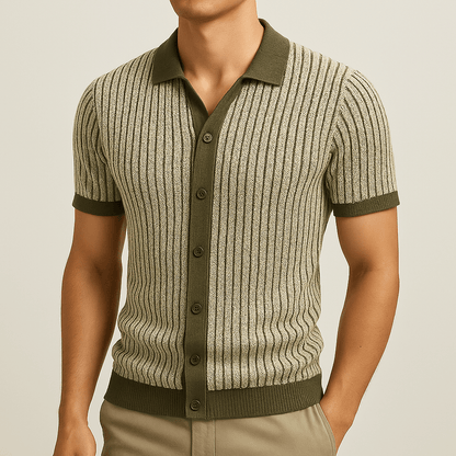 Playera Polo Hombre Casual Manga Corta Listrada con Detalles Ocos - Montserrat